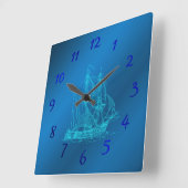 Horloge Carrée navire en bleu regarde (Angle)