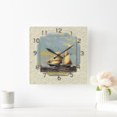 Horloge Carrée navire vintage (Maison)