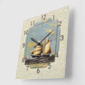 Horloge Carrée navire vintage (Angle)