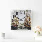 Horloge Carrée Navires en mer 1632 (Maison)