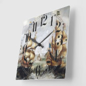 Horloge Carrée Navires en mer 1632 (Angle)