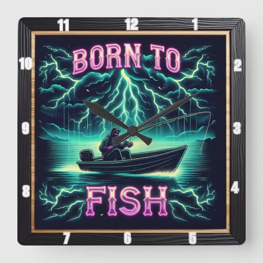 Horloge Carrée Né à Fish Bold Fisher (Recto)