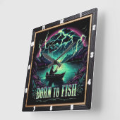 Horloge Carrée Né à Fish Stormy Waters Angler (Angle)