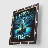 Horloge Carrée Né à l'Imaginaire de poisson Voyage de pêche (Angle)