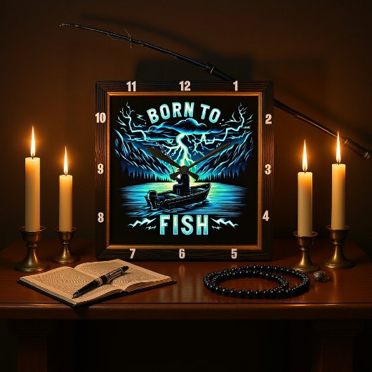 Horloge Carrée Né à l'Imaginaire de poisson Voyage de pêche