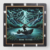 Horloge Carrée Né à Poisson foudre aquatique (Recto)