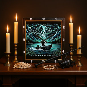 Horloge Carrée Né à Poisson foudre aquatique