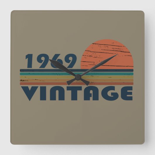 Horloge Carrée Né en 1969 anniversaire vintage (Recto)