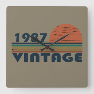 Horloge Carrée Né en 1987 élégant cadeau d'anniversaire vintage