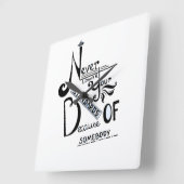 Horloge Carrée Ne jamais baisser vos normes Motivation devis (Angle)