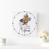 Horloge Carrée Ne jamais cacher vos ailes (Maison)