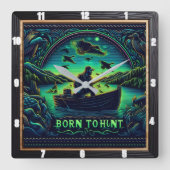 Horloge Carrée Né pour la chasse à l'aube (Recto)