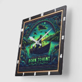 Horloge Carrée Né pour la chasse à l'aube (Angle)