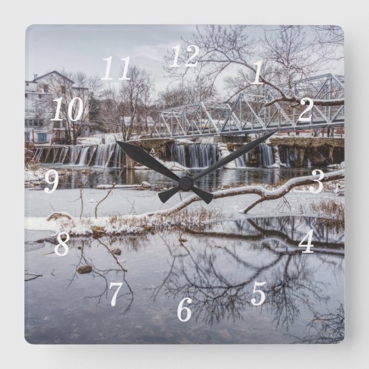 Horloge Carrée Neige À L'Horloge Mur Du Barrage Finley (Recto)
