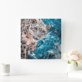 HORLOGE CARRÉE NEIGE LEOPARD NUAGE MARCHER (Maison)