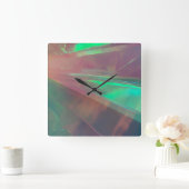 Horloge Carrée néon bleu rose vert onde synth lumières lumineuses (Maison)