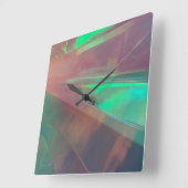 Horloge Carrée néon bleu rose vert onde synth lumières lumineuses (Angle)
