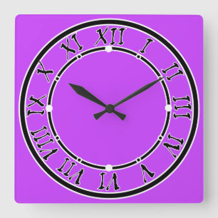 Horloge Carrée néon clair solide fluorescent violet