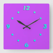 Horloge Carrée néon clair solide fluorescent violet (Recto)