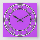 Horloge Carrée néon clair solide fluorescent violet (Recto)