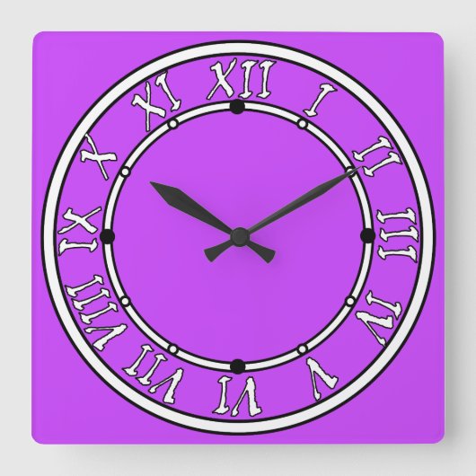 Horloge Carrée néon clair solide fluorescent violet (Recto)