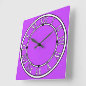 Horloge Carrée néon clair solide fluorescent violet (Angle)