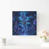 Horloge Carrée Neon Cyberpunk Cityscape Metropolis Futuristic (Maison)