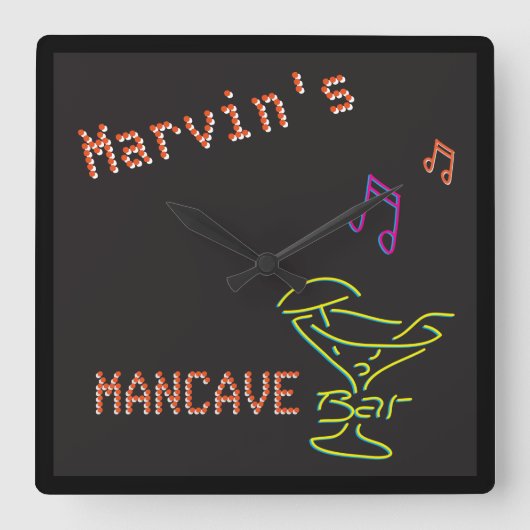 Horloge Carrée Neon Fake Mancave Taverne Deux (Recto)