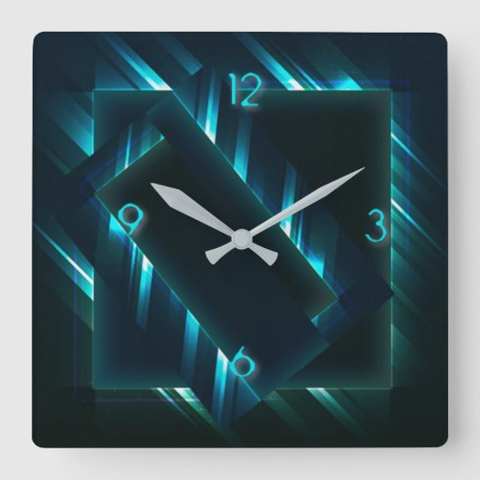 Horloge Carrée Neon flash supernova moderne (Recto)