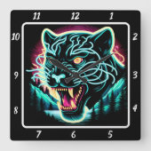 Horloge Carrée Neon Panther Shadow (Recto)