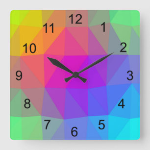 Horloge Carrée Neon Rainbow