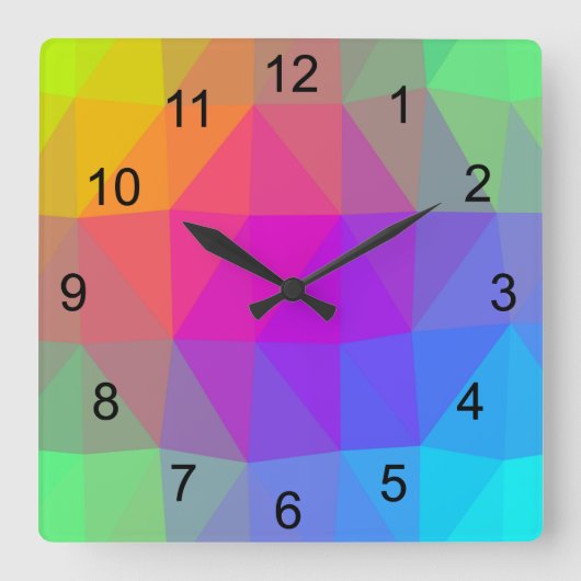 Horloge Carrée Neon Rainbow (Recto)