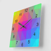 Horloge Carrée Neon Rainbow (Angle)