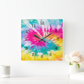 Horloge Carrée Neon Tie Dye Super (Maison)