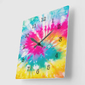 Horloge Carrée Neon Tie Dye Super (Angle)