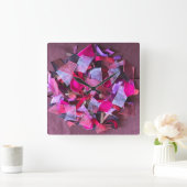Horloge Carrée Neuf, effet 3D, rubans violets roses bordeaux (Maison)
