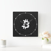 Horloge Carrée Neurone Bitcoin Noir (Maison)