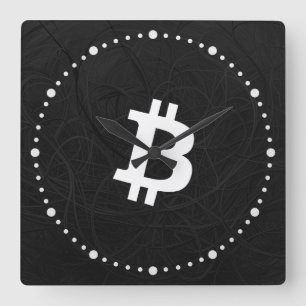 Horloge Carrée Neurone Bitcoin Noir