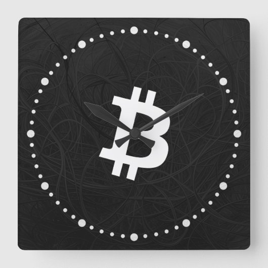 Horloge Carrée Neurone Bitcoin Noir (Recto)