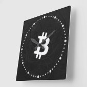 Horloge Carrée Neurone Bitcoin Noir (Angle)