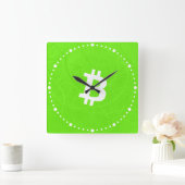Horloge Carrée Neurone Bitcoin Vert (Maison)