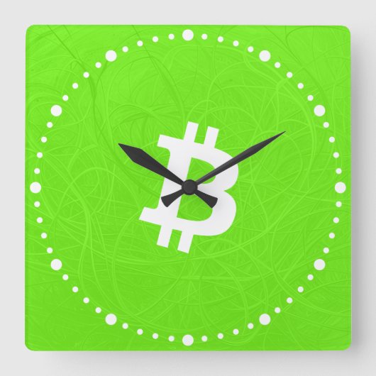 Horloge Carrée Neurone Bitcoin Vert (Recto)