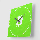 Horloge Carrée Neurone Bitcoin Vert (Angle)