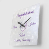 Horloge Carrée Neuvième Mariage Anniversaire Acrylique Mur Horlog (Angle)