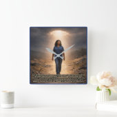 Horloge Carrée Never separated from God (Maison)