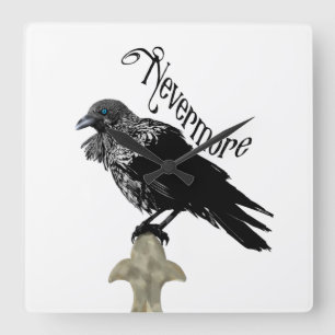 Horloge Carrée Nevermore Raven