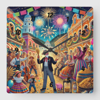 Horloge Carrée New Year's Eve Celebration El Año Viejo