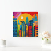 Horloge Carrée New York Pop Art (Maison)