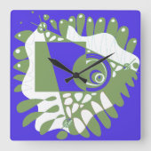 Horloge Carrée Nid d'oiseau - Indigo Green (Recto)