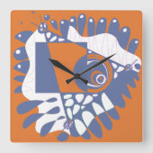 Horloge Carrée Nid d'oiseau - Orange Periwinkl (Recto)